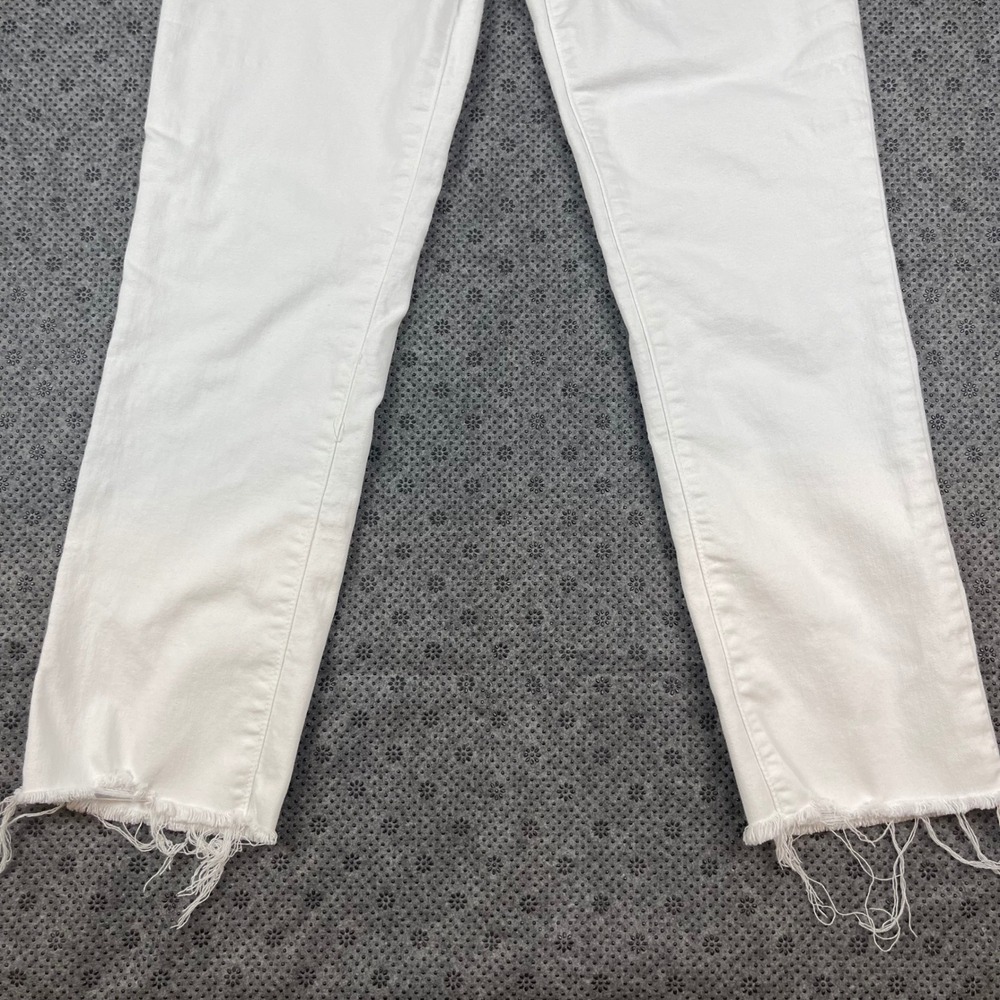 PAIGE High-Rise White Straight-Leg Jeans with Frayed Hem - Picture 9 of 11